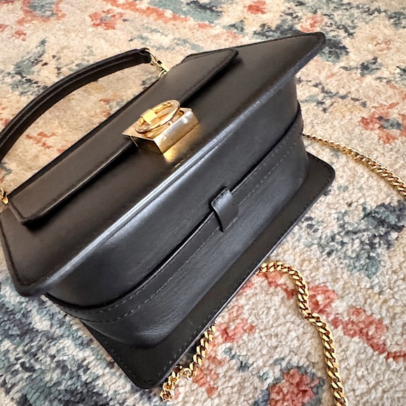 SOLD ❤️polene Numéro Sept Mini smooth leather chain crossbody top handle bl - Picture 12 of 17